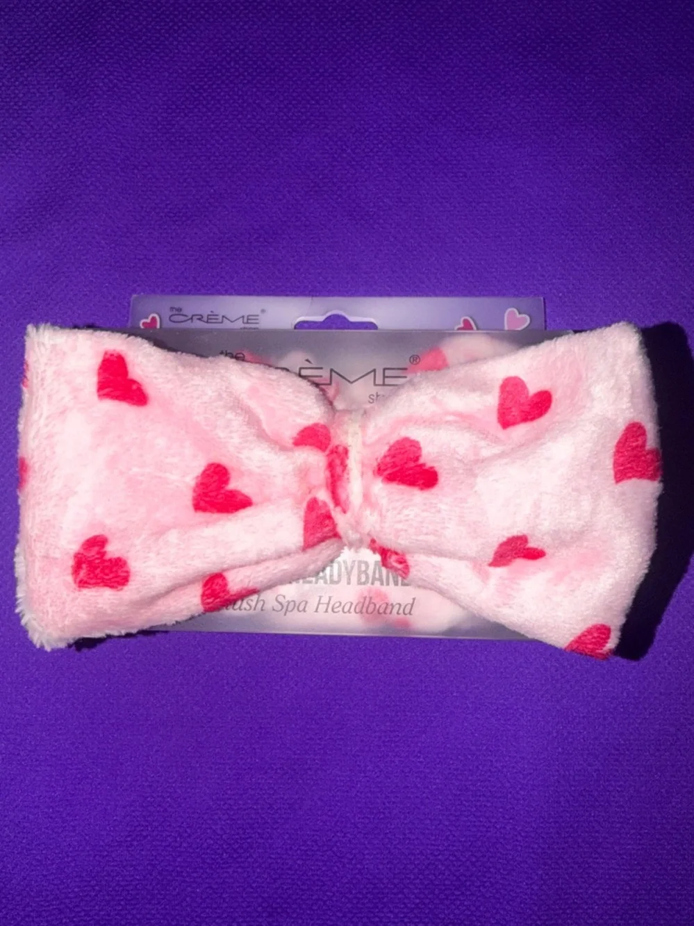 🎀Plush Pink Heart Spa Headband by The Crème